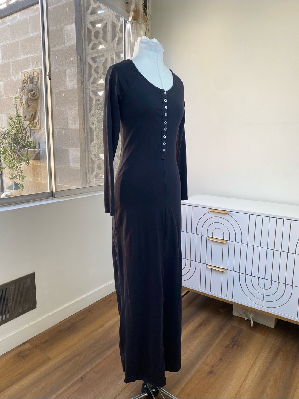 LSPACE x Anthropologie NWOT Long Sleeve Maxi Dress in Black, Size S - Picture 4 of 10